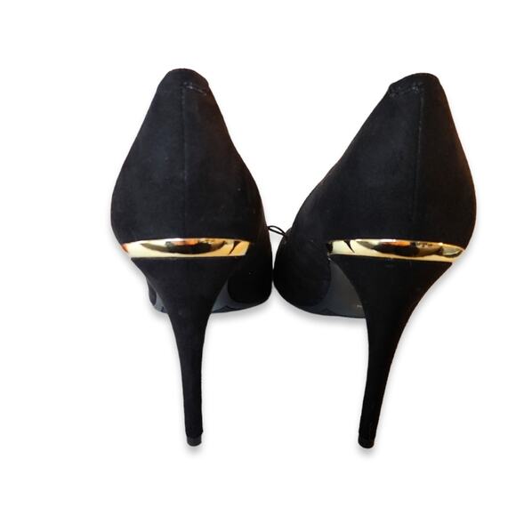 NEW Marc Fisher Pointed Toe Faux Suede Gold Accent Stilettos Size 10 - Picture 4 of 7